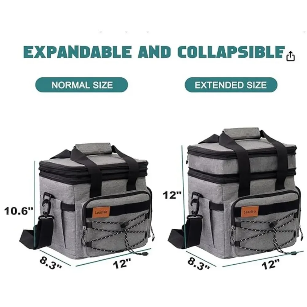 2-Tier Reusable Insulated Lunch Box with Strap, Leakproof